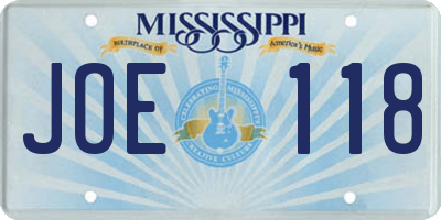 MS license plate JOE118