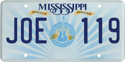 MS license plate JOE119