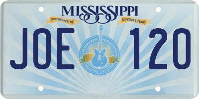MS license plate JOE120