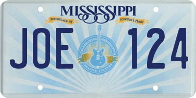 MS license plate JOE124