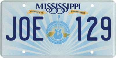 MS license plate JOE129
