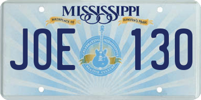 MS license plate JOE130