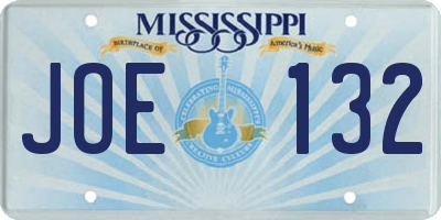 MS license plate JOE132