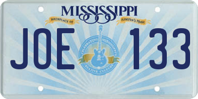 MS license plate JOE133