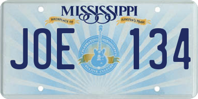 MS license plate JOE134