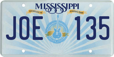 MS license plate JOE135