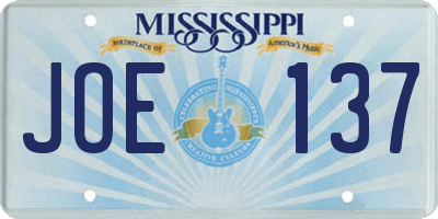 MS license plate JOE137