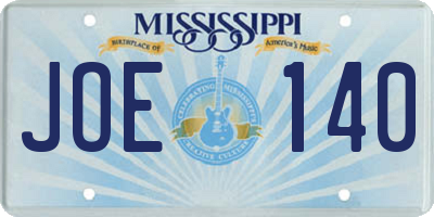 MS license plate JOE140