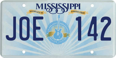 MS license plate JOE142