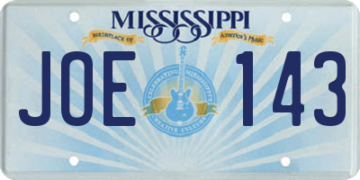 MS license plate JOE143