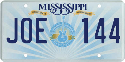 MS license plate JOE144