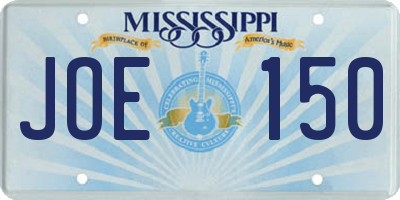 MS license plate JOE150