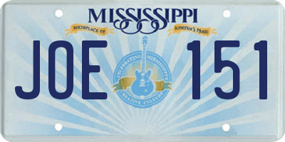 MS license plate JOE151