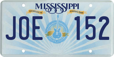 MS license plate JOE152