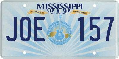MS license plate JOE157