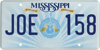 MS license plate JOE158