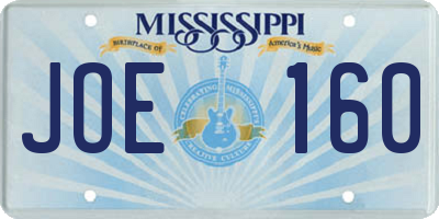 MS license plate JOE160