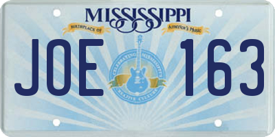 MS license plate JOE163