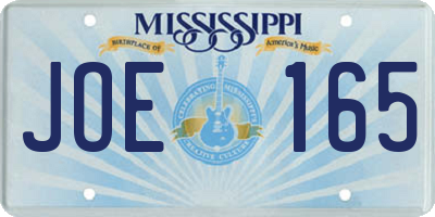MS license plate JOE165