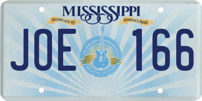 MS license plate JOE166