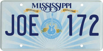 MS license plate JOE172