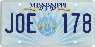 MS license plate JOE178