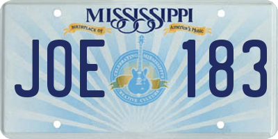 MS license plate JOE183