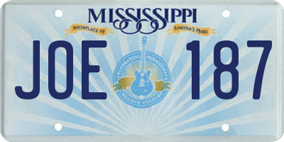 MS license plate JOE187