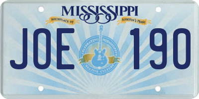 MS license plate JOE190
