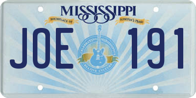 MS license plate JOE191