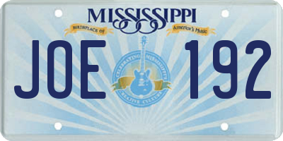 MS license plate JOE192