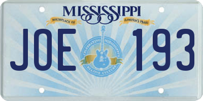 MS license plate JOE193