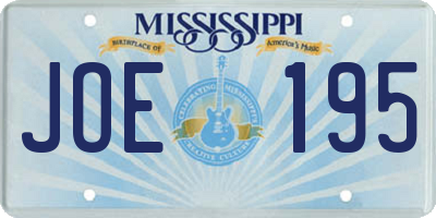 MS license plate JOE195