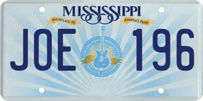 MS license plate JOE196