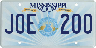 MS license plate JOE200
