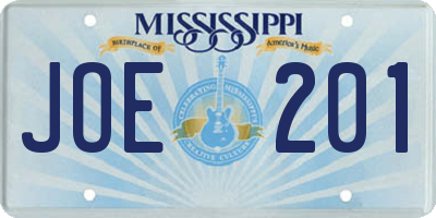 MS license plate JOE201