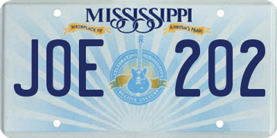 MS license plate JOE202