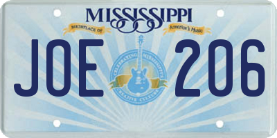MS license plate JOE206