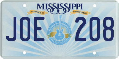 MS license plate JOE208