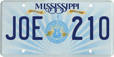 MS license plate JOE210