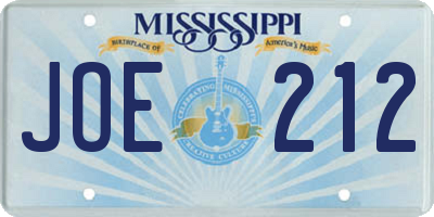 MS license plate JOE212
