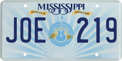 MS license plate JOE219