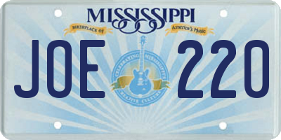 MS license plate JOE220