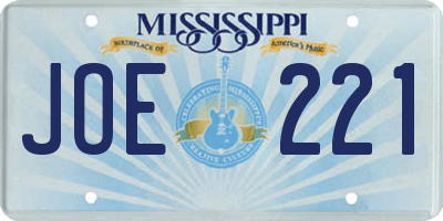 MS license plate JOE221