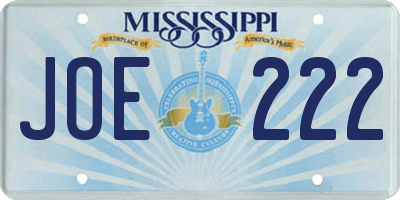 MS license plate JOE222