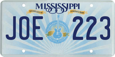 MS license plate JOE223