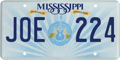 MS license plate JOE224