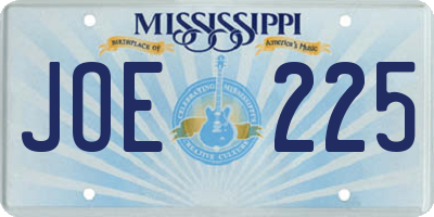 MS license plate JOE225