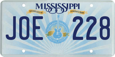 MS license plate JOE228