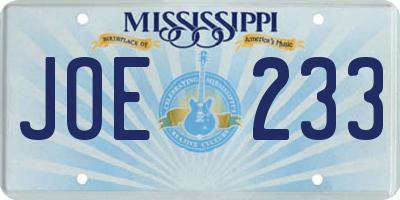 MS license plate JOE233